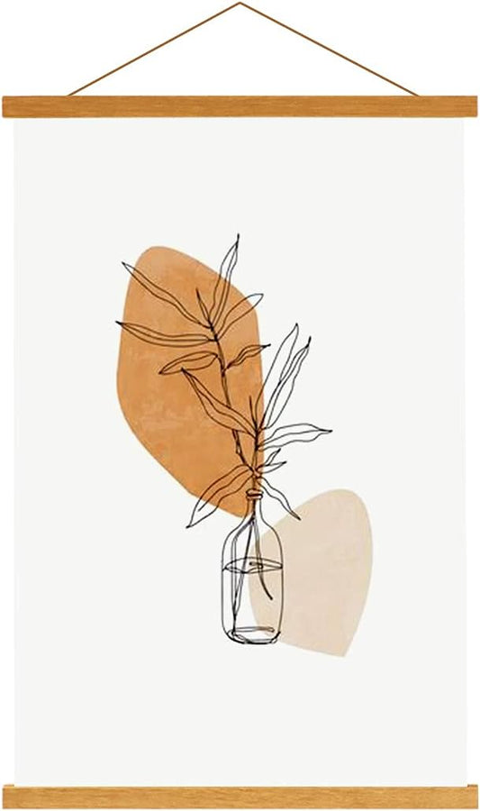 Ywlake Magnetic Poster Hanger, 36x48 36x24 36x12 Poster Frame Wood Wooden Magnet Print Posters Dowel Scroll Hanger Hangers Hanging Kit for Walls Map Canvas Artwork (Teak Wood, 36")