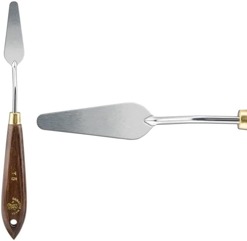 Creative Mark Stainless Steel Palette Knife Painting Tools - Paint Palette with Wooden Handle - Variety of Shapes and Sizes - 5T, 2-1/8 in