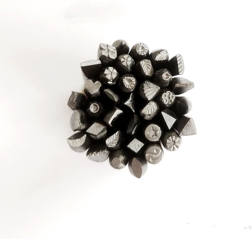36Pcs Mixed Size Metal Jewelry Making Stamping Punch Kit P0J1 Set Flower S8G6