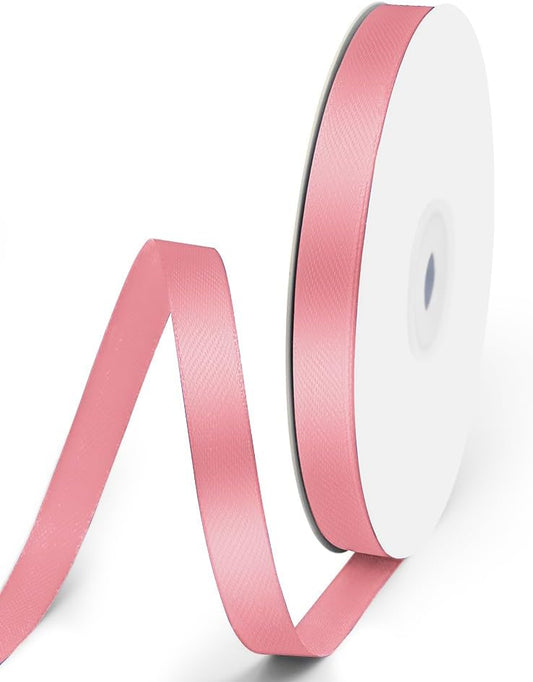 3/8" x 50 Yards Satin Ribbon - Pink Silk Ribbon with Spool - Ideal for Gift Wrapping, Floral Bouquets, Crafts, Wedding Party Decorations, Christmas and Sewing Projects