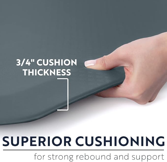 KANGAROO Thick Ergonomic Anti Fatigue Mats for Kitchen Floor, Cushioned Standing Office Desk Mat, Waterproof Scratch Resistant Topside, Supportive All Day Comfort Padded Foam Rugs, 20x32, Charcoal