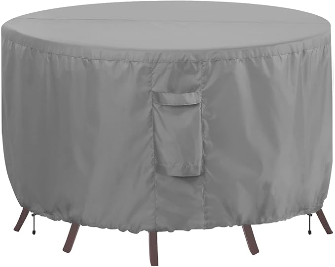 OutdoorLines Outdoor Waterproof Patio Table Furniture Set Covers - Round Couch Sectional Cover Outside Weatherproof Patio Furniture Covering for Deck, Lawn and Backyard 62" Dia x 28" H, Grey
