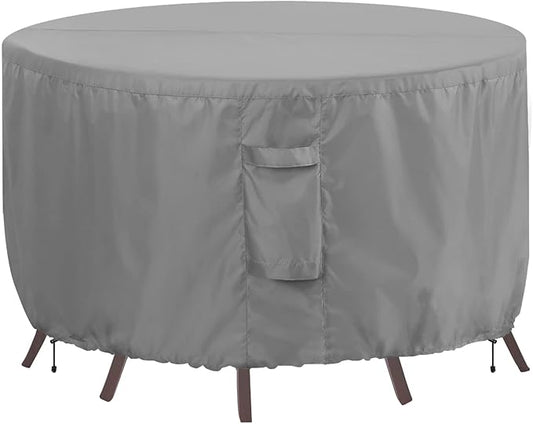 OutdoorLines Outdoor Waterproof Patio Table Furniture Set Covers - Round Couch Sectional Cover Outside Weatherproof Patio Furniture Covering for Deck, Lawn and Backyard 96" DIA x 28" H, Grey