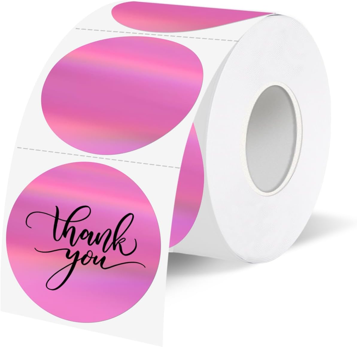 1.5" Holographic Direct Thermal Label Stickers, Round Printable Rainbow Glitter Thermal Printer Sticker Labels for Gift Wrapping, Self-Adhesive DIY Custom Logo Design- Pink