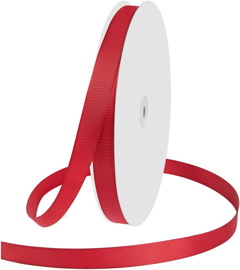 5/8" X 100 Yards Red Grosgrain Ribbon, Premium Grosgrain Ribbon for Sewing, Gift Wrapping, Bow Making, Wedding Decor, Wrapping and More (Red)