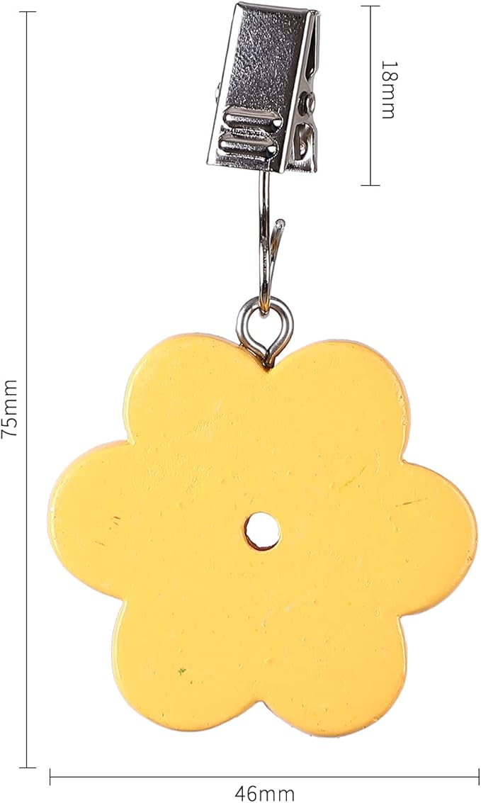 TwoFish Home Set of 4 Yellow Flower Resin Table Cover Tablecloth Weights Clips Handicraft Yellow Flower Tablecloth Clamps Pack of 4