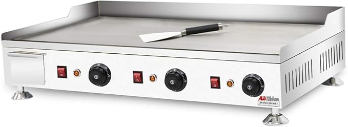ALDKitchen Flat Top Griddle | Teppanyaki Grill with Dual Thermostat | No plug | 110V (30.15’ x 17.59’)