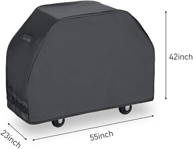 Grill Cover 55 Inch, Heavy Duty Waterproof BBQ Cover, Gas Grill Cover for Weber, Char-Broil, Brinkmann, 55" W x 23" D x 42" H