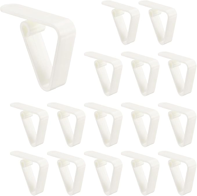 uxcell 16 Pack Plastic Tablecloth Clips, Table Cloth Cover Clamps Windproof Holder Clips 2.17" x 1.69" for Home Party Picnic Wedding Camping Dining Tables, White