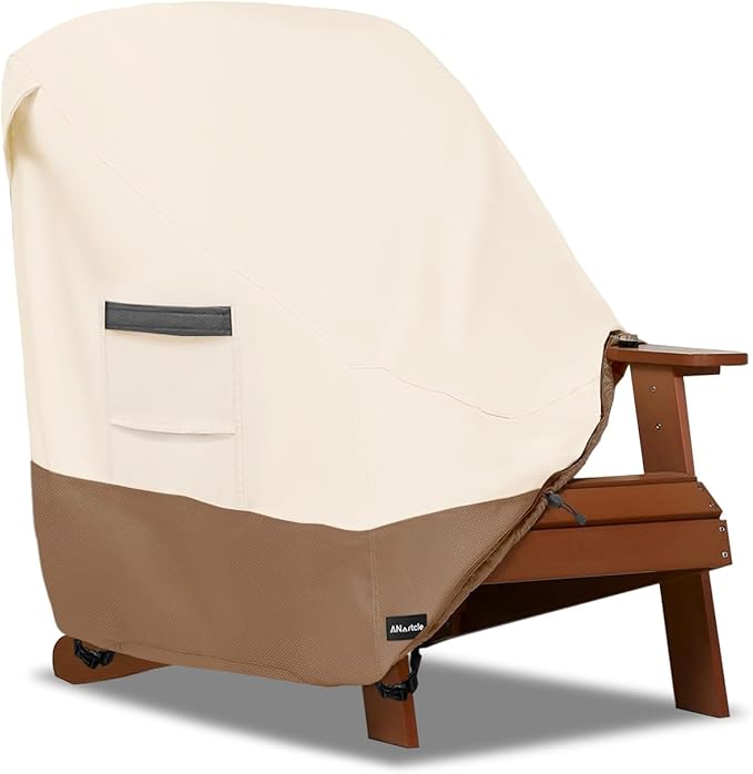 Patio Adirondack Chair Cover 2 Pack,600D Waterproof Heavy Duty Outdoor Chair Covers,Adirondack Chair Covers(30W x 34D x 36H inches),Patio Furniture Covers,Beige&Brown