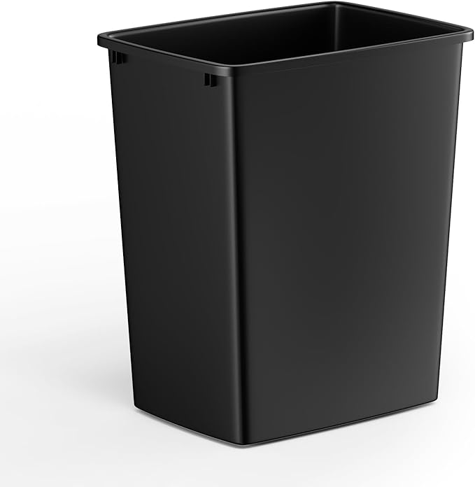 ROOMTEC 35QT Kitchen Trash Can, Sturdy and Lightweight Slim Trash Can, Trash Cans for Kitchen, Workspace, Bathroom, Office, Easy to Clean, 1 Pack, Black