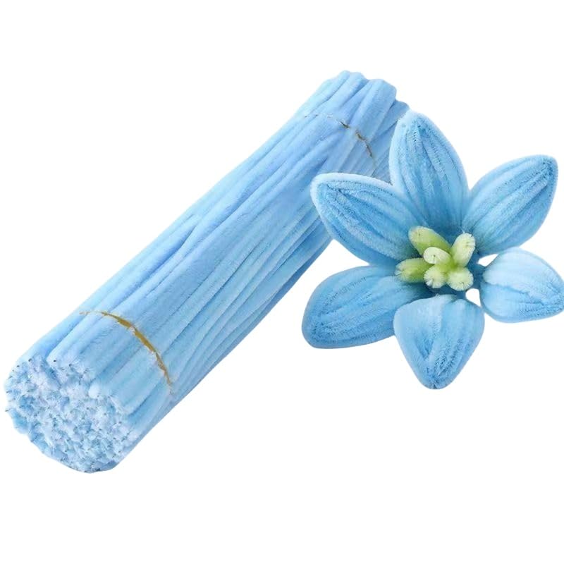 100 Pieces Pipe Cleaners Chenille Stem, Pastel Candy Color Pipe Cleaners Set for Pipe Cleaners DIY Arts Crafts Decorations, Chenille Stems Pipe Cleaners (Blue)