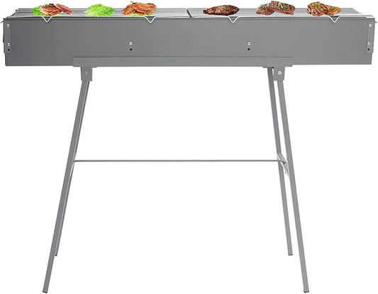 Portable Charcoal Grill, Folding Camping Barbecue Grill, Outdoor Stainless steel Barbecue Grills with Adjustable Air Vents for Outdoor Cooking, Camping, Picnics