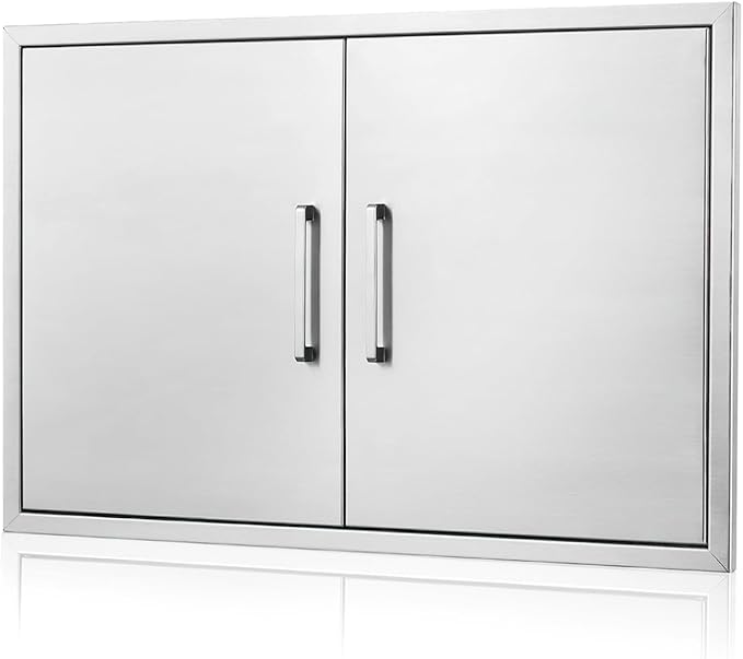 Outdoor Kitchen Door, 33" W23 H Kitchen Access Doors, Stainless Steel BBQ Double Door, Available for Outdoor Kitchen Island