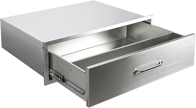 Outdoor Kitchen Drawers 30" W x 10" H x 23" D Stainless Steel Single Drawers with Ergonomic Handle for BBQ Island, Patio Grill Station & Outdoor Kitchen Cabinets