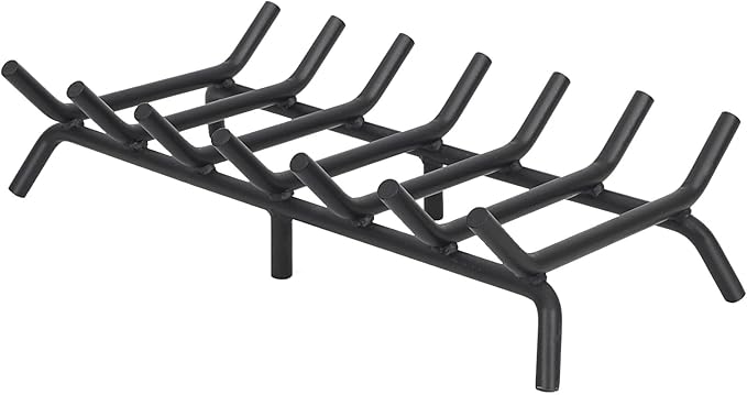 Fireplace Grate 24 inch - Fireplace Log Grates Heavy Duty Solid Round Steel | Fireplace Log Holder No Assembly | Burning Wood Log Rack for Indoor Chimney Hearth & Outdoor Camping