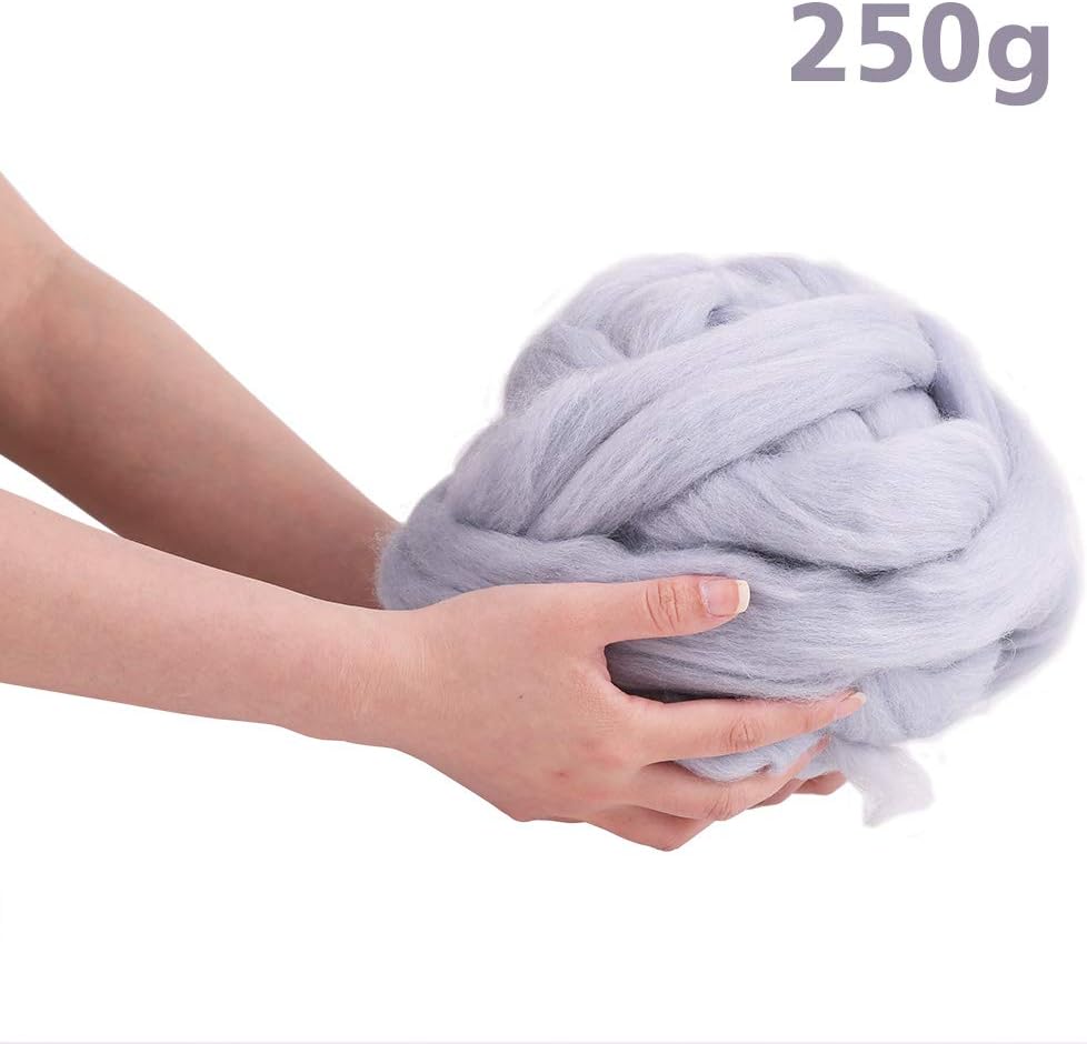Wool Roving Bulk - 8.82oz Super Wool Chunky Yarn, Wool Roving Top for Needle Felting, Soft Felting Wool Supplies for Hand Spinning, Felting, Blending, Weaving and DIY Craft