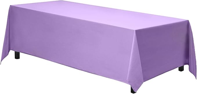 Gee Di Moda Rectangle Tablecloth - 70 x 120 Inch Lavender Table Cloth for 6 or 8 Foot Rectangle Tables - Heavy Duty Washable Fabric - for Holiday Party, Dinner, Weddings, Baby Shower & Events