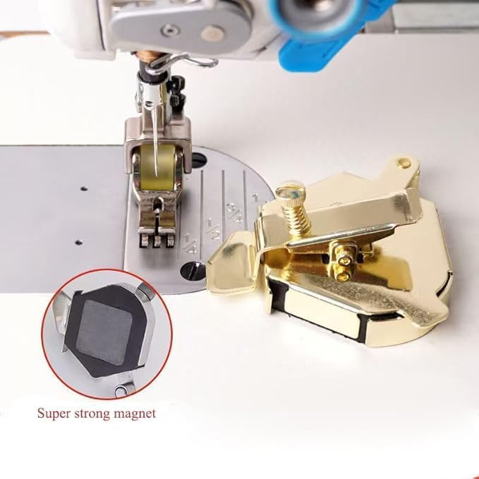 Bequilter Upgraded Multifunctional Magnetic Seam Guide for Sewing Machines, Adjustable Sewing Guide for Precise Stitching, Universal Sewing Supplies and Accessories (Gold*2)