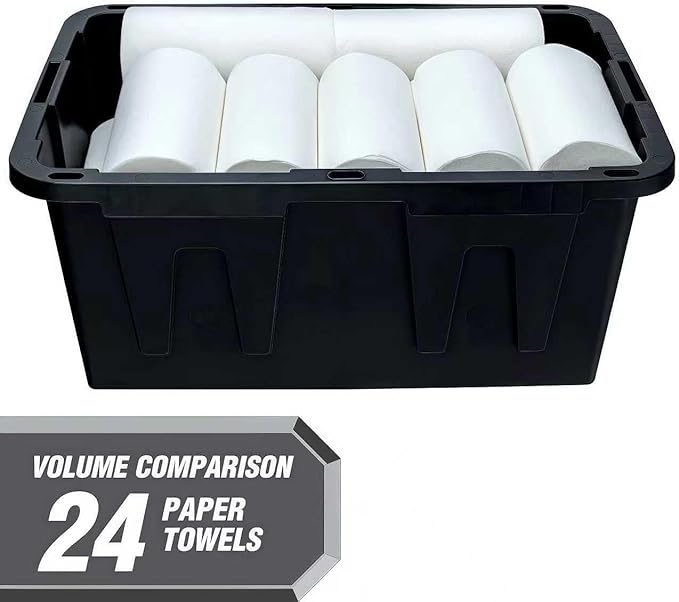 2-Pack 27-Gallon Storage Boxes with Snap-on Lids. Durable and Suitable for Storing Household Items, as well as for Use in Industrial and Outdoor Environments.
