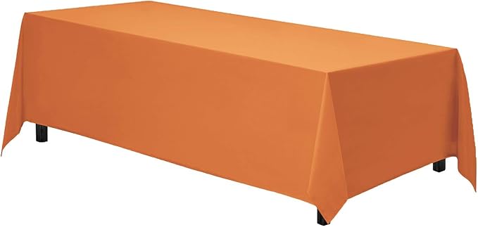 Gee Di Moda Rectangle Tablecloth - 90 x 156 Inch Orange Table Cloth for 8 Foot Tables with Floor-Length Drop - Heavy Duty Washable Fabric for Holiday Party, Dinner, Weddings & Baby Shower