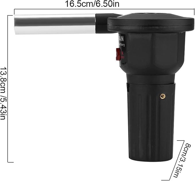 BBQ Air Blower, Portable Handheld Electric Blower Electric Fireplace Bellows Battery Not Included for Outdoor Camping Picnic Charcoal Grill Barbecue