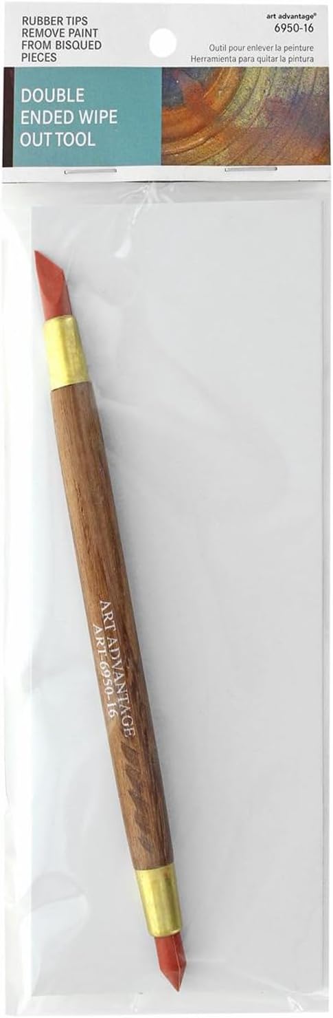 Art Advantage Wipe Out Tool, Double-Ended, Ceramic Tools, Ceramics Tools, Ceramics Tool Kit, Clay Paint Remover, Ceramic Tools for Pottery, Wipe Out Tools