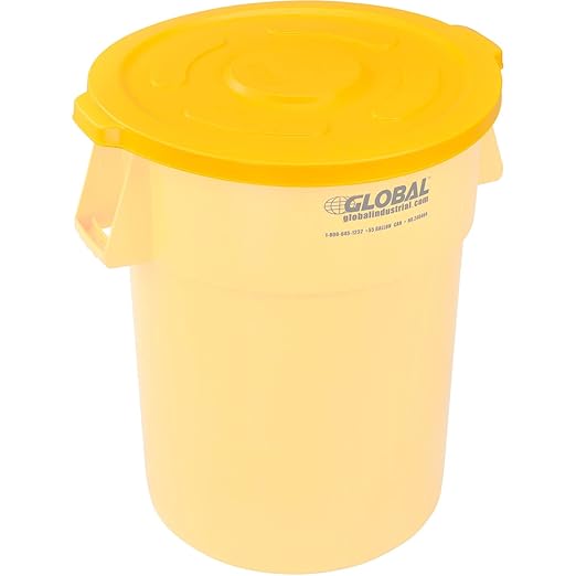 Global Industrial 55 Gallon Garbage Can Lid, Yellow