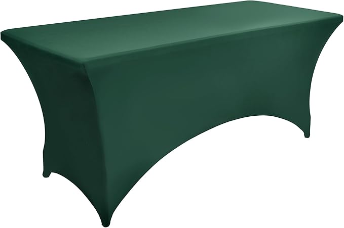 2-Pack 8ft Spandex Table Covers for Rectangle Folding Tables - Washable Elastic Tablecloth - Ultimate Fitted Table Protector for Birthday Parties, Trade Shows, Banquet