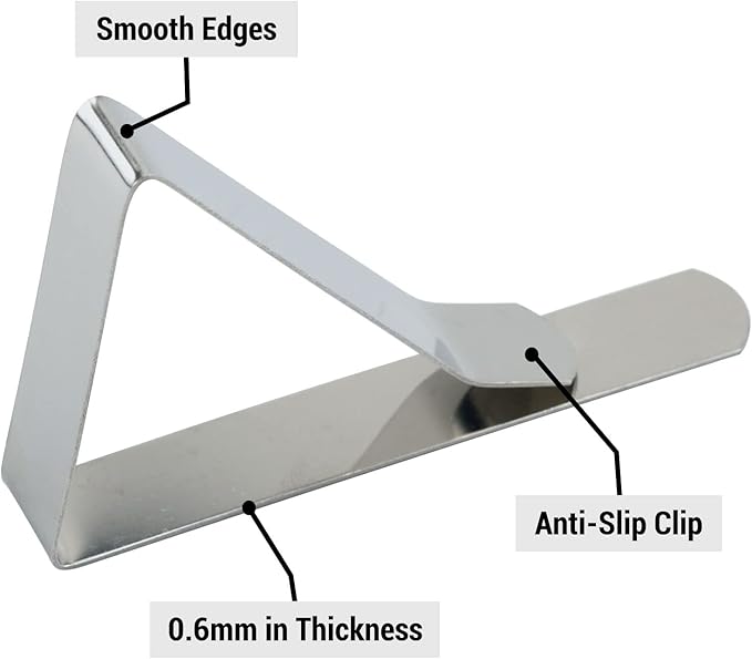 IFAMIO 24 Pack Stainless Steel Tablecloth Clips Metal Table Cover Holder Clamps Ideal Size for Picnic Outdoor Tables Restaurants Weddings Marquees Banquets Graduation Parties