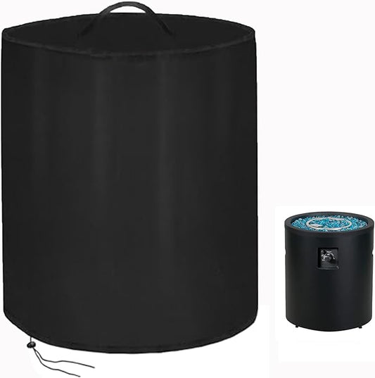 POMER Fire Column Cover, 24inch Round Fire Pit Covers Column Fire Bowl Waterproof Propane Gas Fire Pit Cover - 24" D x 27" H
