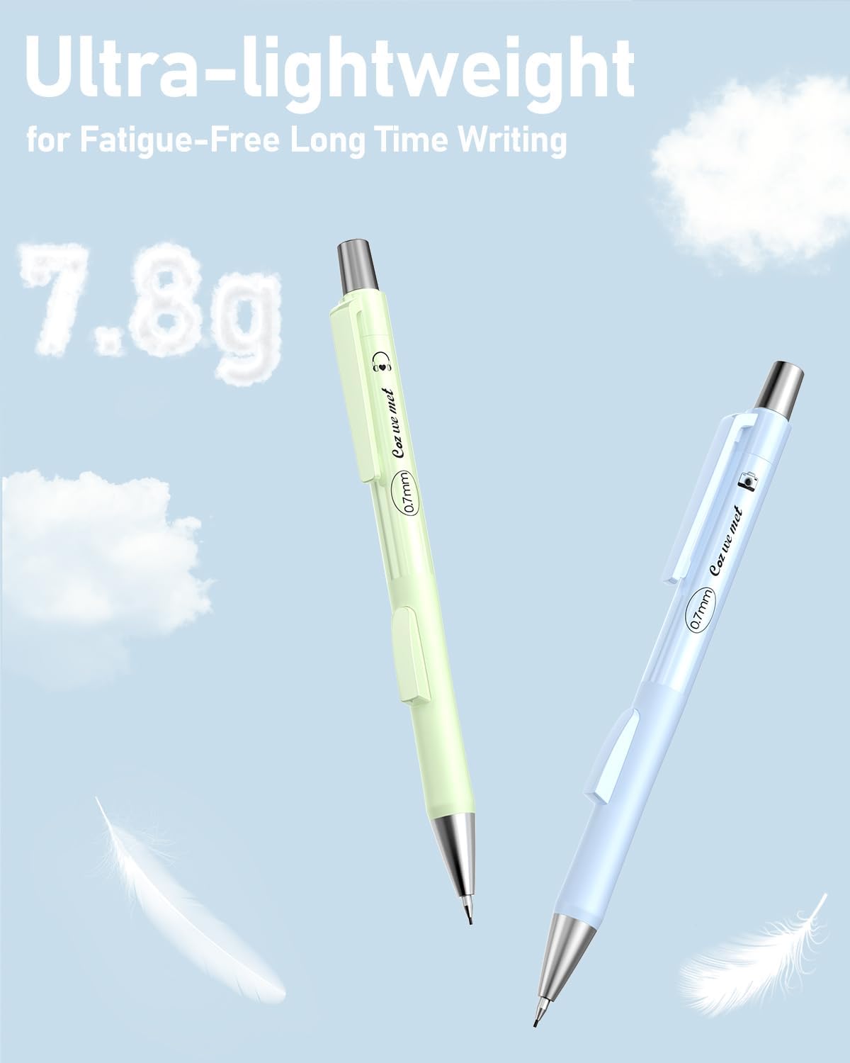 Four Candies Cute Mechanical Pencil Set with Case, 4PCS 0.7mm Pastel Fast Click Aesthetic Mechanical Pencils with 480PCS HB Lead Refills, 2 Erasers, 12 Eraser Refills School Supplies for Girls Writing