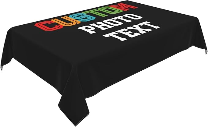 Custom Rectangle Table Cloth, Add Your Own Photo Logo Text, Personalized Tablecloth, Customizable Oil Proof Wipeable Table Cover for Wedding, Party, Restaurant, Outdoor, Picnic, 54x72in