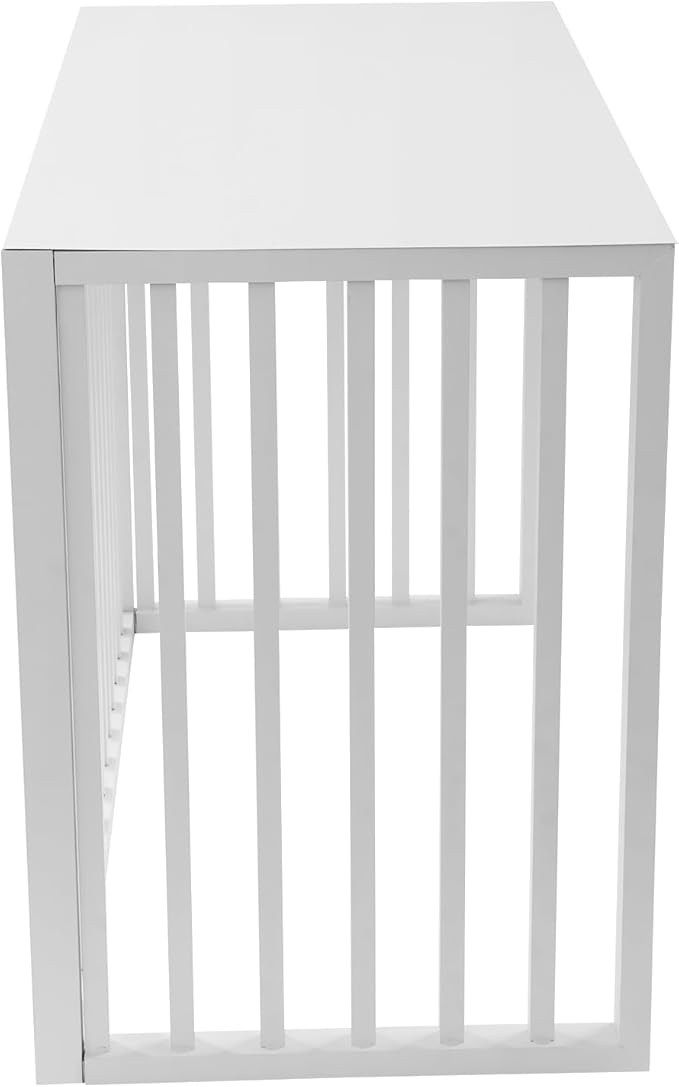 White Air Conditioner Fence with Top Cover, 4 Panels 39.4 "L x 19.7 "W x 27.6" H Privacy Fence Panels for Outside, Freestanding Metal Trash Can Hider Outdoor, No-Dig Air Conditioner Sun Blocker Kit