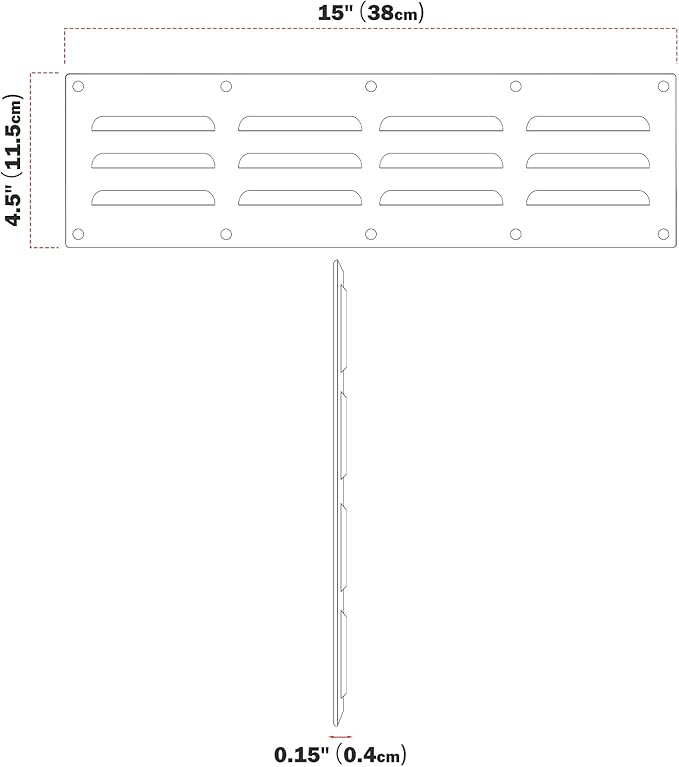 Stanbroil Stainless Steel Venting Panel for Grill Accessory, 15" by 4-1/2"