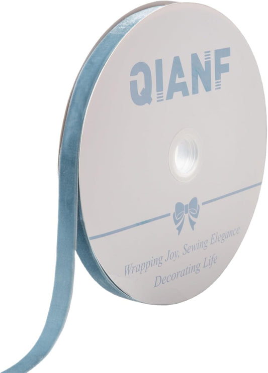 Vintage Dusty Blue Velvet Ribbon Christmas Ribbon for Gift Wrapping Crafts Christmas Tree Ornaments Garland Decorations, 5/8 Inch X 25Yd