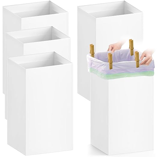 5 Pack Disposable Trash Cans 13 Gallon Reusable Garbage Cans Large Portable Cardboard Recycling Bins for Party Wedding Picnic, (13.5" L x 10.0" W x 21.7" H)