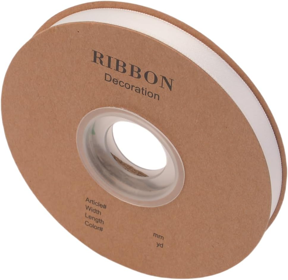 Double Side Satin Ribbon, Continuous 20 Yards,Use for Craft Bows Bouquet, Gift Wrapping, Wedding Decoration, Floral Arrangement (White, 3/8 inch)