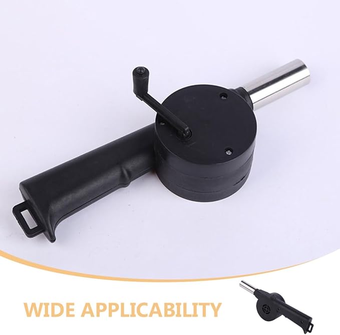 Manual Bbq Air Blower Hand Crank Fan Portable Campfire Bellows for Outdoor Grilling and Camping Fire Pits Black Metal Handheld Grill Accessory