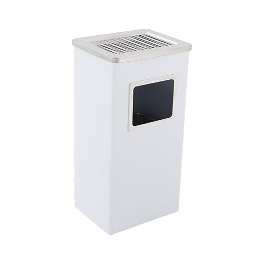 Trash Can with Lid Outdoor Indoor Stainless Steel Commercial Garbage Bin Waste Container with Inside Barrel for Patio Yard Garage, White