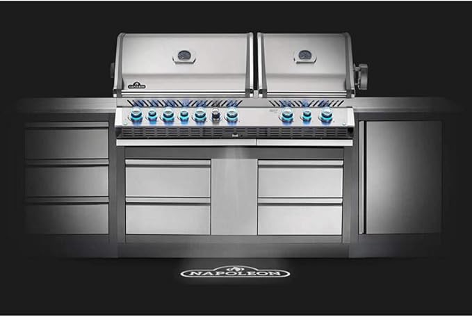 Napoleon BIPRO825RBINSS-3 Built-in Prestige PRO 825 RBI Natural Gas Grill Head, sq.in. + Infrared Infrared Bottom andRear Burner, Stainless Steel