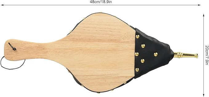 Wood Bellows Blower Fireplace, Wooden Air Blower for Outdoor Cooking, Camping BBQ Grill Chimney Starter, Classic Composite Wood and Leather Design with Strong Hanging Ring, Easy to