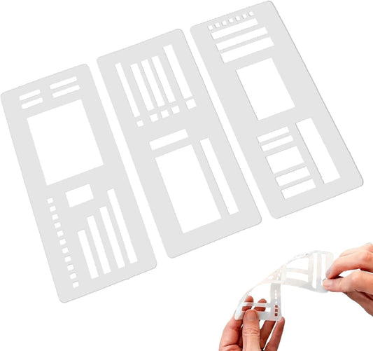 Handmade Flexible Record Template, 3pcs Planner Stencils templates, Reusable Templates Planner Stencils for Journaling Checklists Boxes Lines & Daily