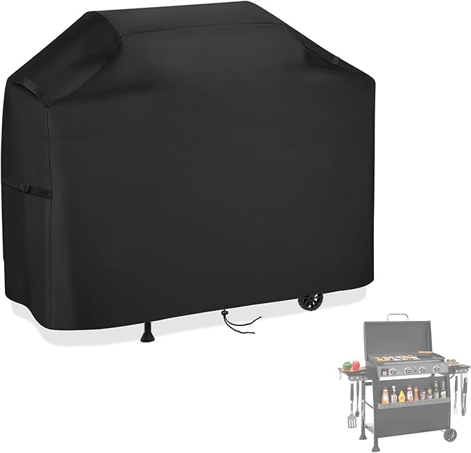 Flat Top Grill Cover for Royal Gourmet PD4001 4 Burner Propane Gas Griddle, Outdoor Griddle Grill Cover Waterproof Gas Flat Top Grill Cover - 56" L×25" W×37" H, Black