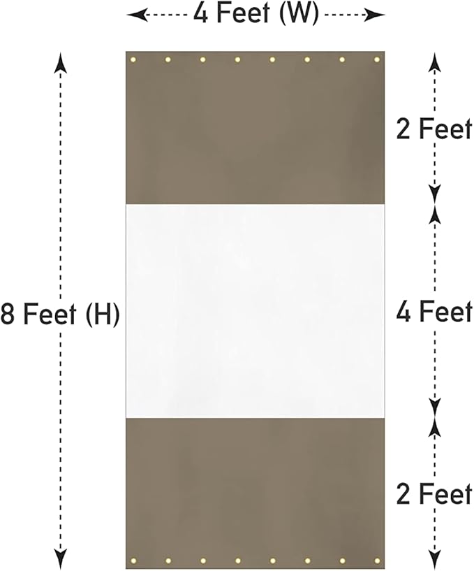 Covers & all Outdoor Clear Panel Curtain, 12 oz Vinyl Outdor Curtains for Patio, Waterproof & Weather Resistant Tarp with Brass Grommets for Pergola, Porch, Gazebos, Balcony (8’ H x 4’ W Feet, Beige)