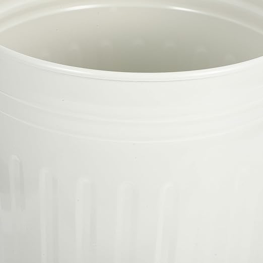 Wakauto Round Trash Can with Lid 8L Kitchen Waste Container Metal Recycling Bin for Bedroom Outdoor Office Home Use Beige