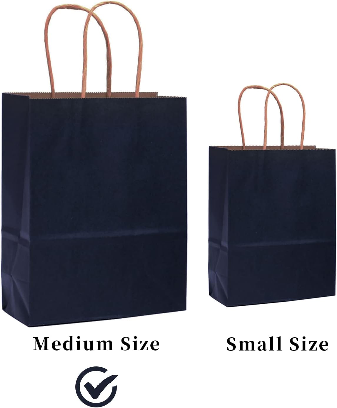 qiqee 32-Packs Navy Blue Paper Gift Bags with Handles Bulk 7.6"x4.75"x10.5" Medium Size Gift Bags Multiple Uses