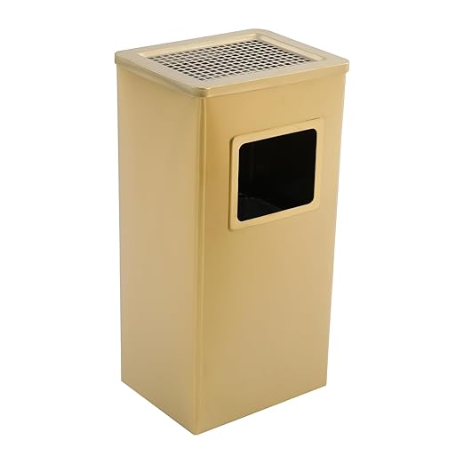 Trash Can with Lid Outdoor Indoor Stainless Steel Commercial Garbage Bin Waste Container with Inside Barrel for Patio Yard Garage, Gold