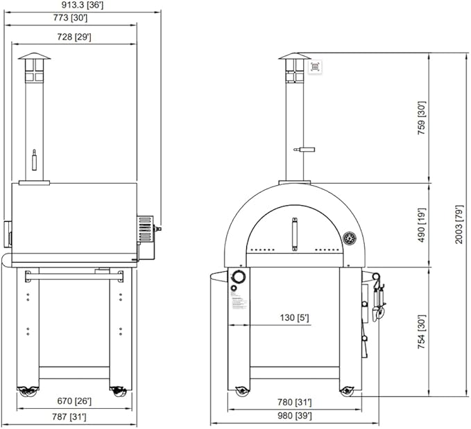 KOSTCH 32.5 inch Wood Fired and Propane Gas Pizza Oven for Outdoor Kitchen in Stainless Steel, Large Pizza Oven for Outside, Yard and Party