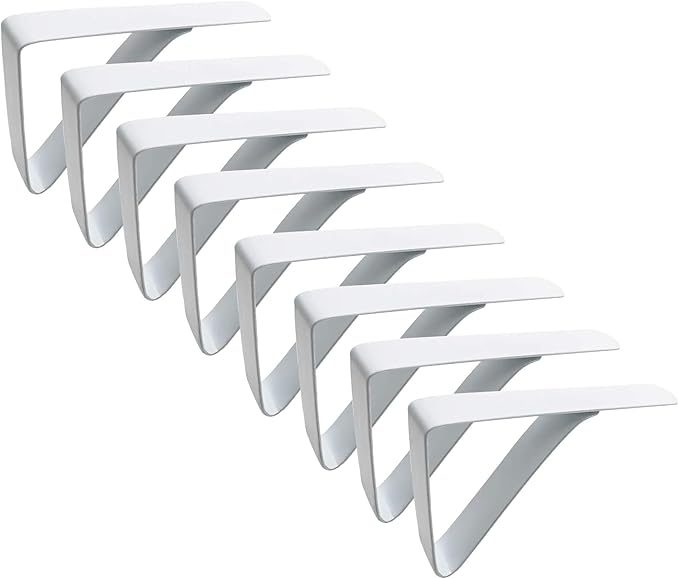 Large Tablecloth Clips Stainless Steel Rust Proof Table Cloth Clips Table Clips for Home, Restaurants, Picnic, Party, Dining Tables - Fits Up to 2.6 Inch Thick Tables 8Pcs White